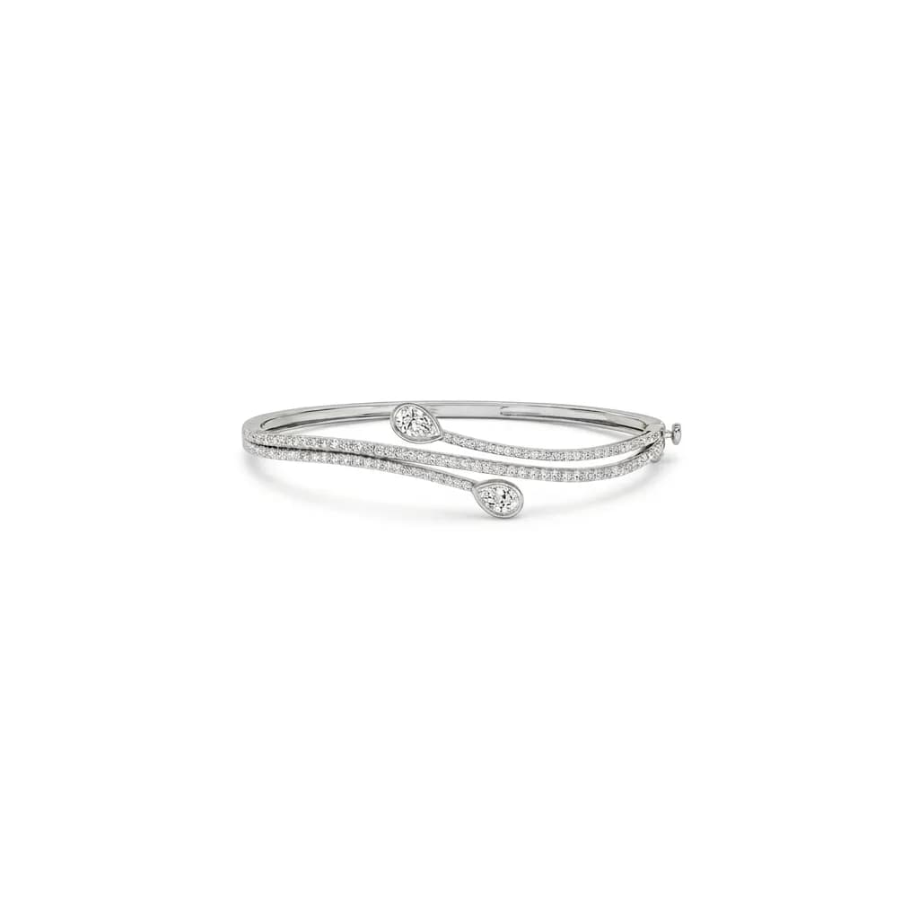 Pear & Round Lab Diamond Bypass Bangle alternate view