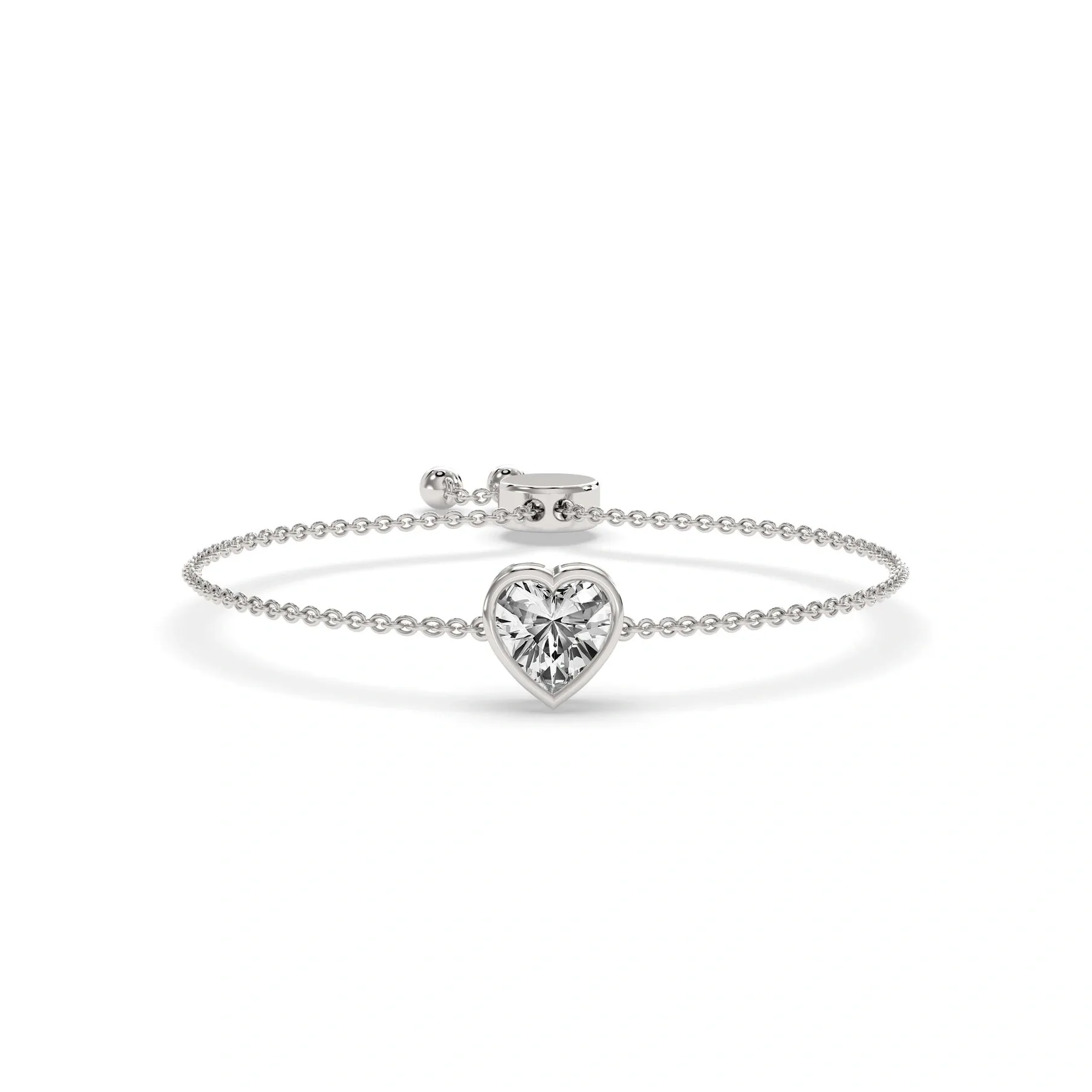 Heart Shape Romantic Diamond on a Fluid Cable Chain Bracelet alternate view