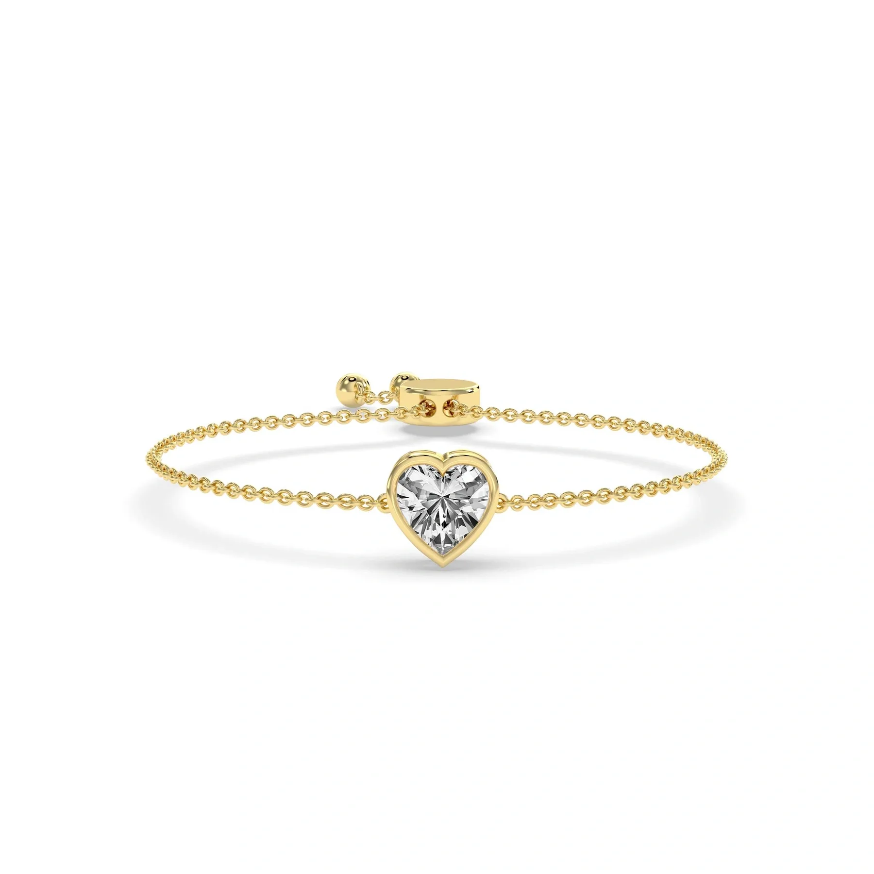 Heart Shape Romantic Diamond on a Fluid Cable Chain Bracelet