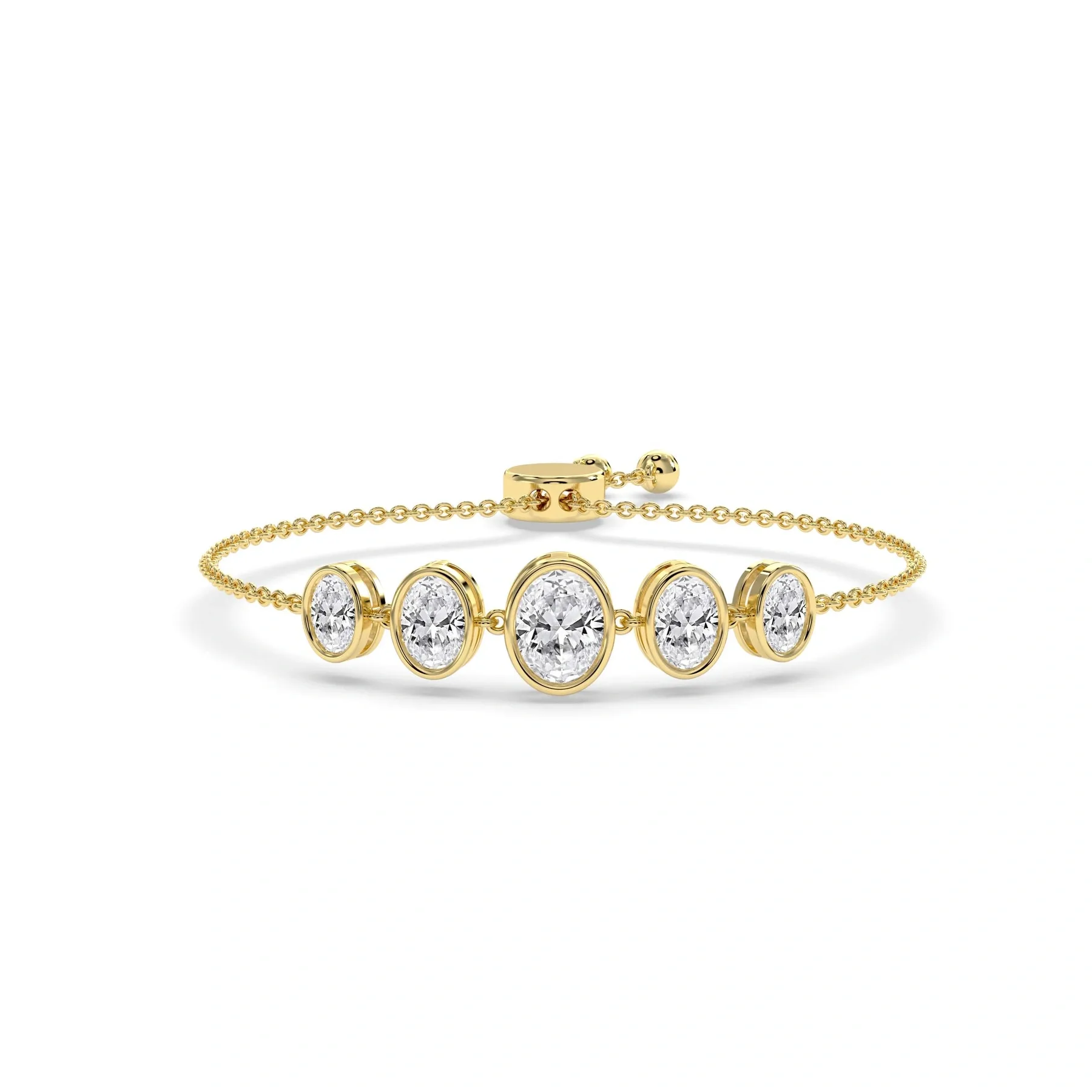 Oval Cut Five-Stone Bezel Statement Bracelet