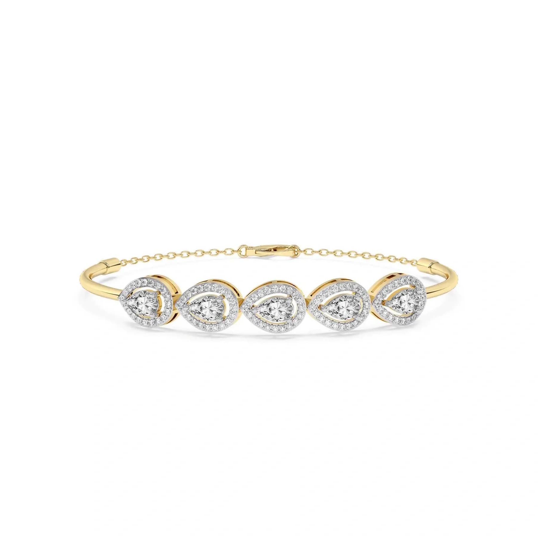 Pear Cut Five-Stone Lab Diamond Halo Luxurious Bracelet