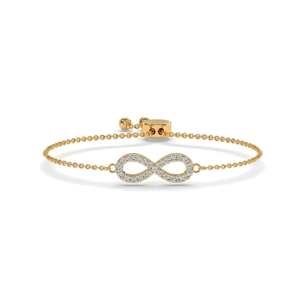 Round Cut Eternity Loop Link Single Chain Bracelet