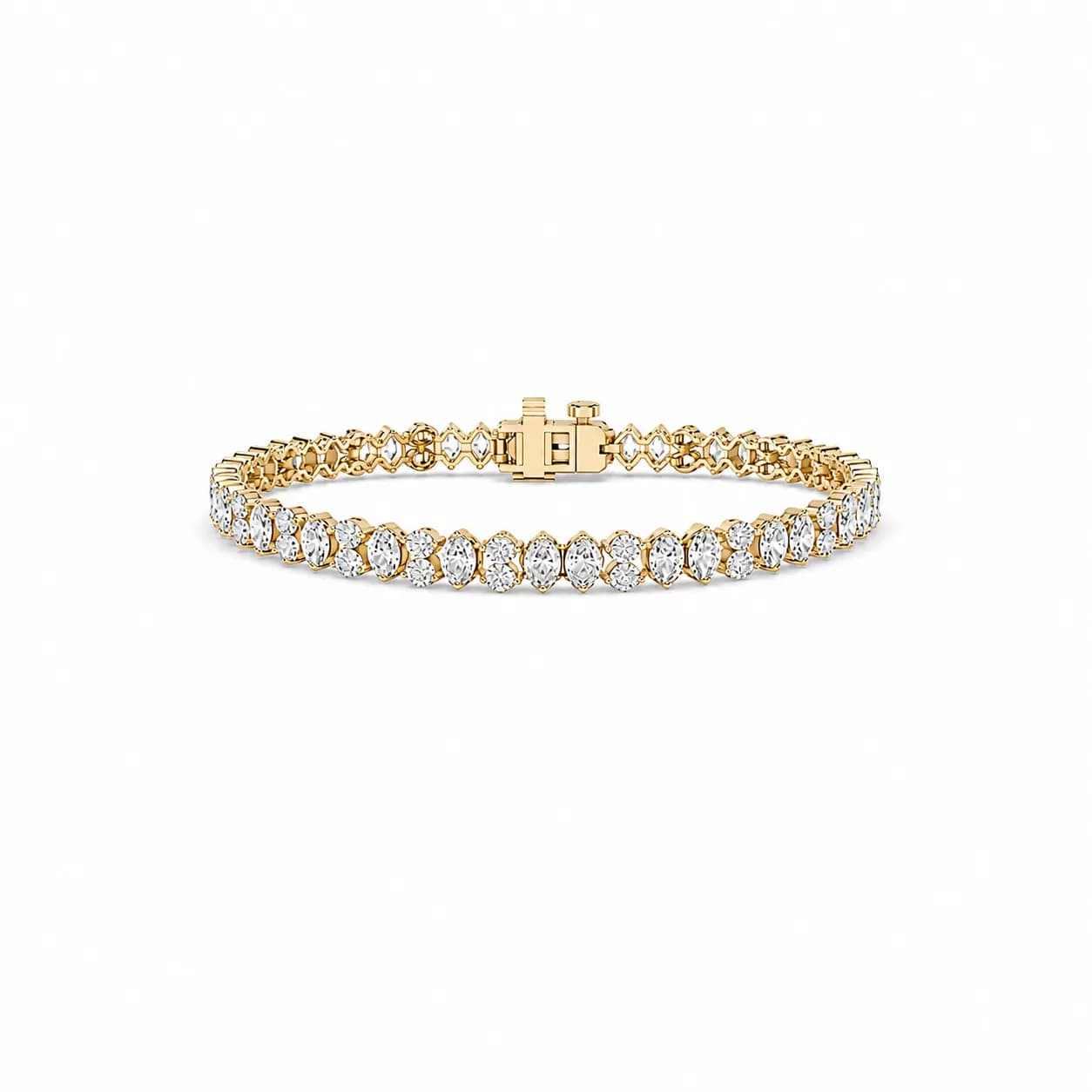 Alternating Marquise & Round Diamond Wedding Bracelet