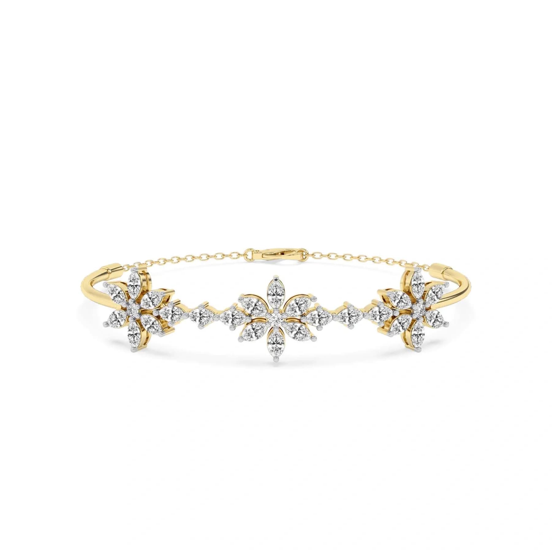 Marquise Cluster Openable Floral Bangle