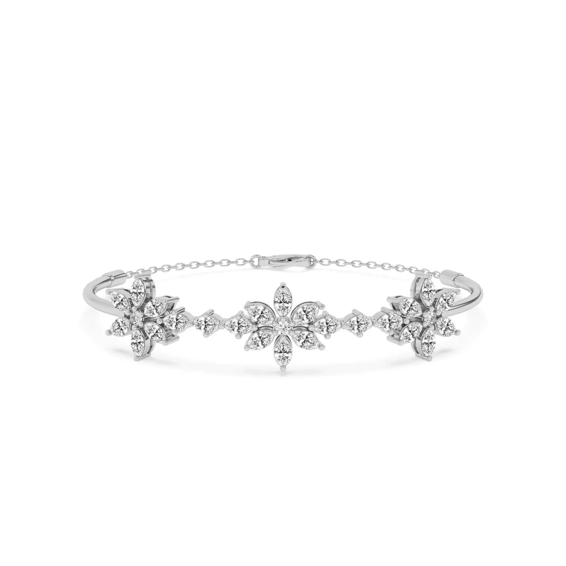 Marquise Cluster Openable Floral Bangle alternate view