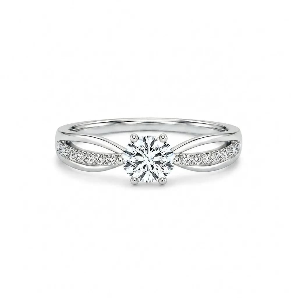 Graceful Twisted Pavé Solitaire alternate view