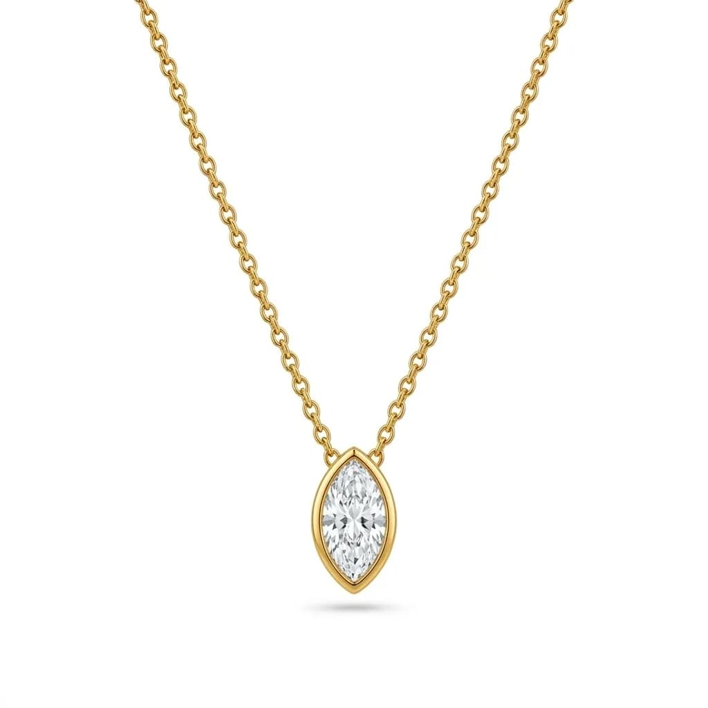 Marquise Bezel Diamond Solitaire Pendant