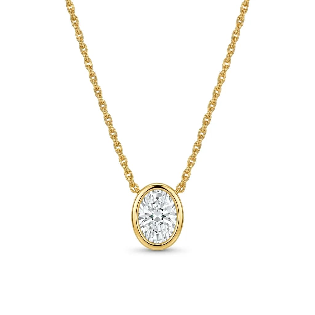 Modern Oval Bezel Solitaire Pendant