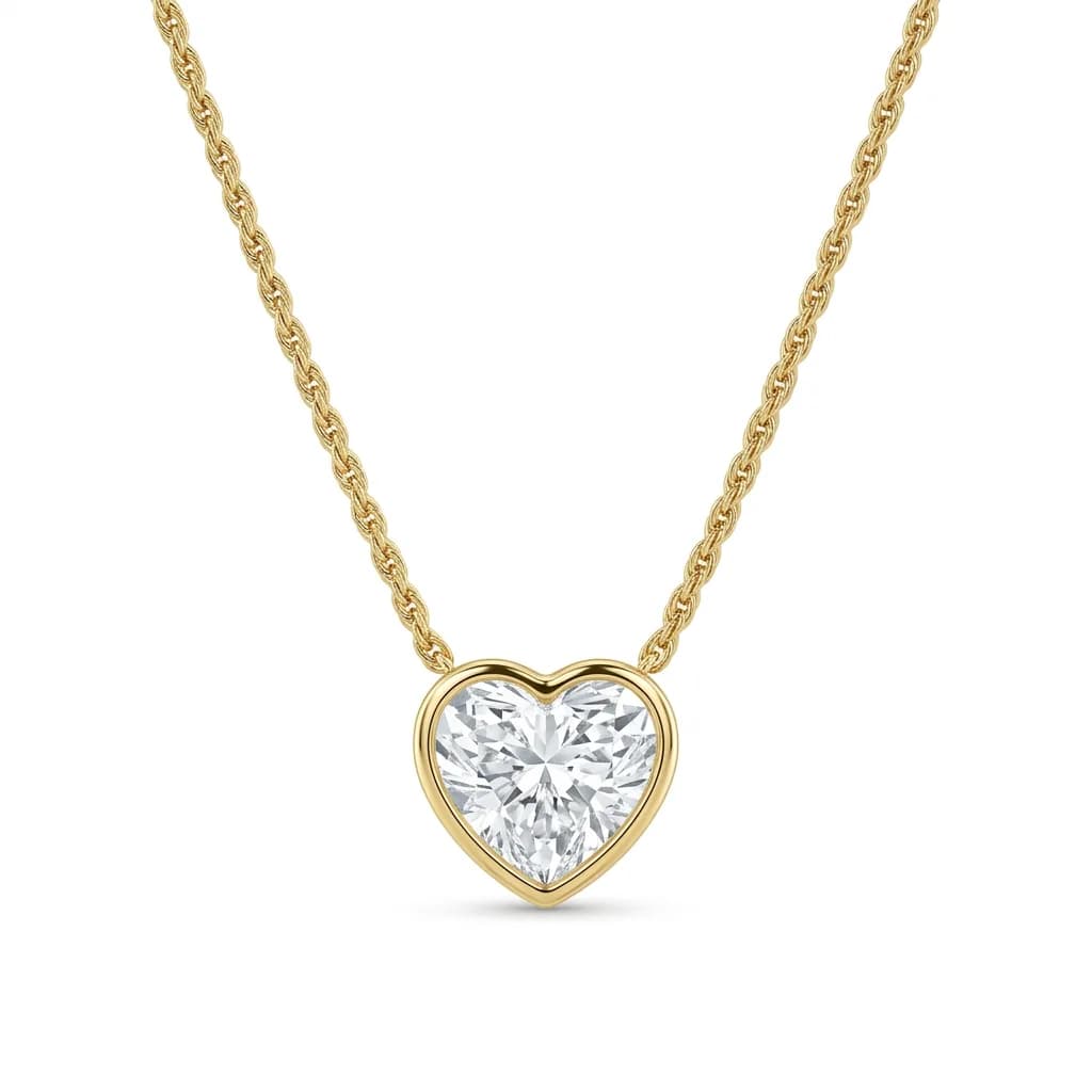 Romantic Heart Bezel Solitaire Pendant