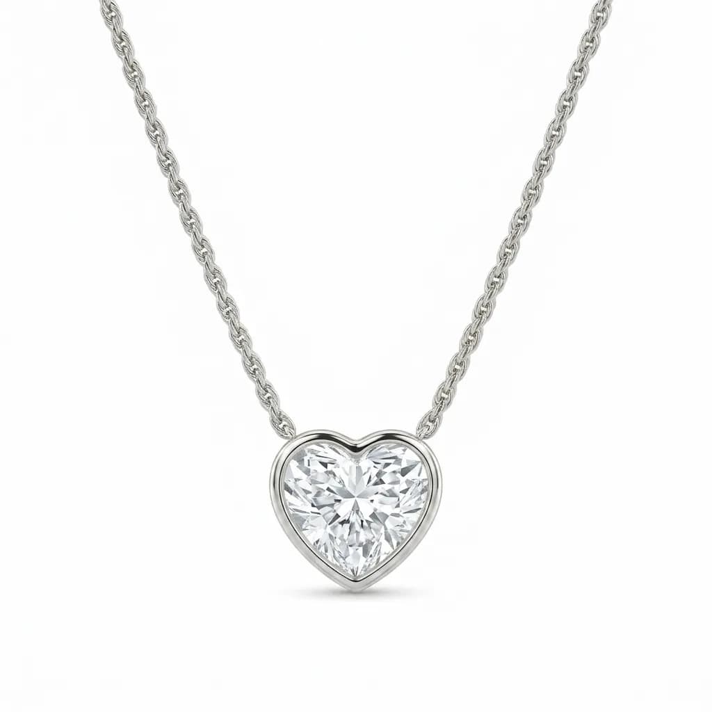 Romantic Heart Bezel Solitaire Pendant alternate view
