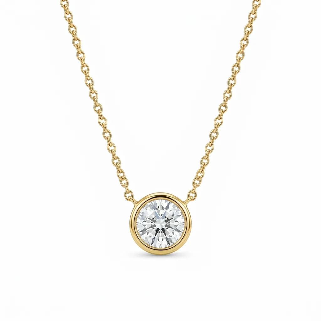 Round Bezel Diamond Solitaire Pendant