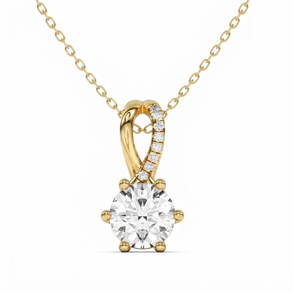 Twist Bail Round Diamond Pendant