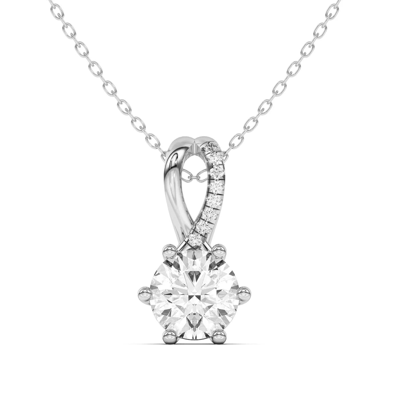 Twist Bail Round Diamond Pendant alternate view