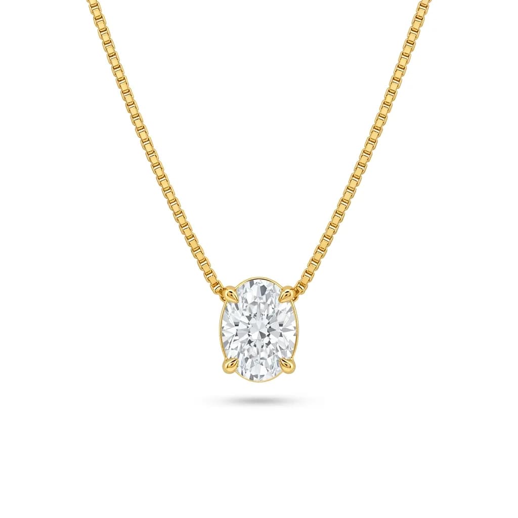 Classic Oval Diamond Solitaire Pendant