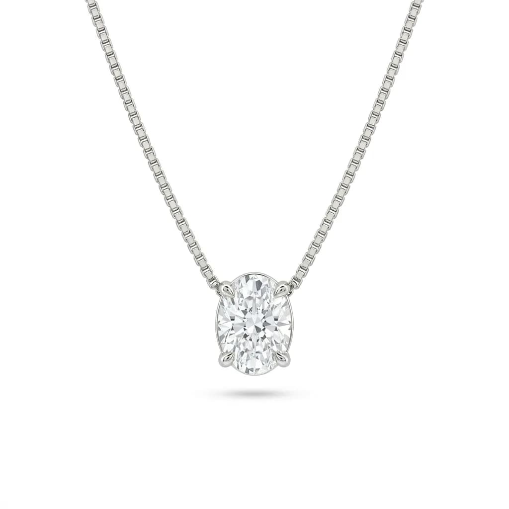 Classic Oval Diamond Solitaire Pendant alternate view