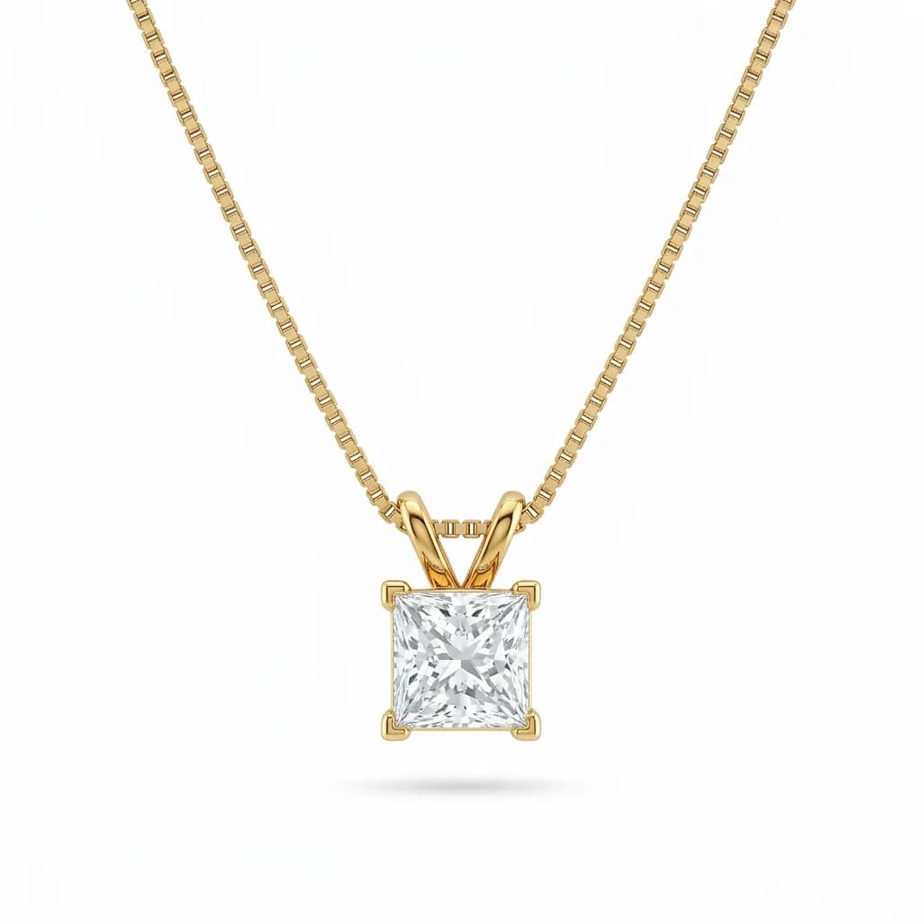 Classic Princess Cut Diamond Pendant