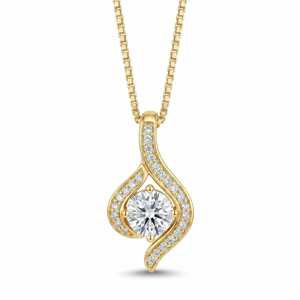 Swirl Drop Diamond Pendant