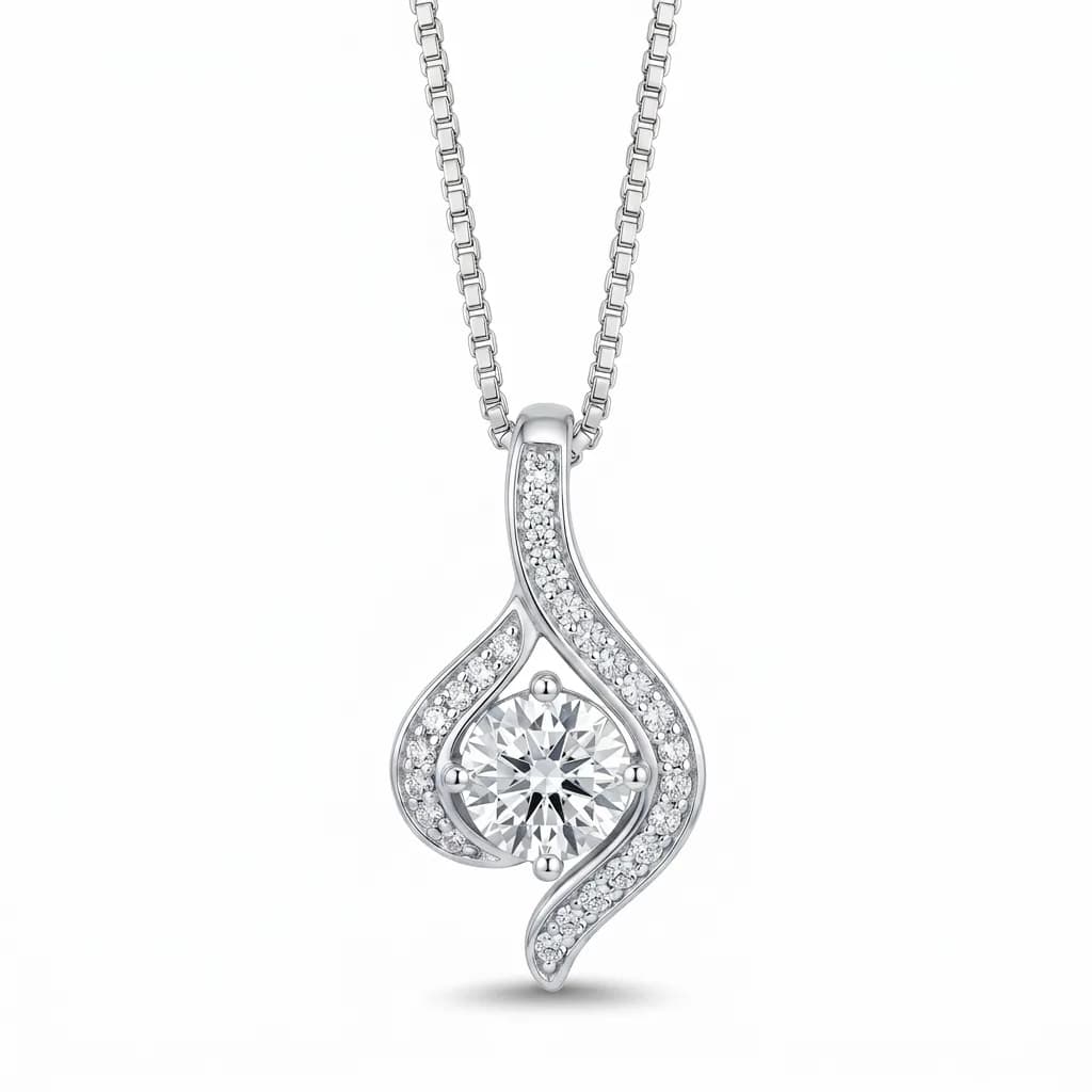 Swirl Drop Diamond Pendant alternate view