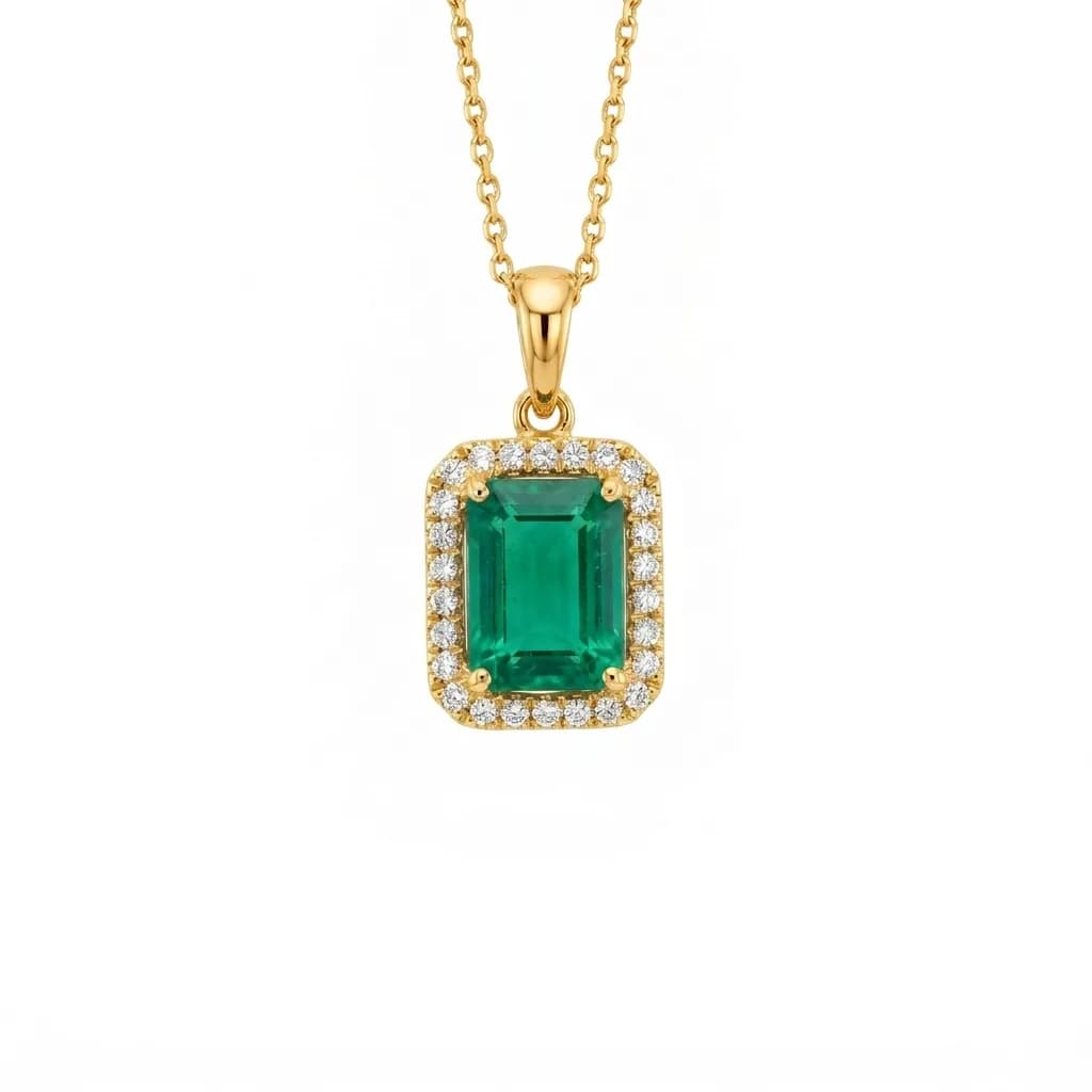 Emerald Cut Green Gemstone Pendant