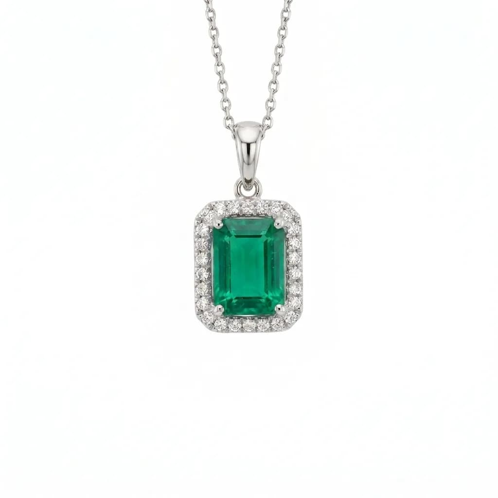 Emerald Cut Green Gemstone Pendant alternate view