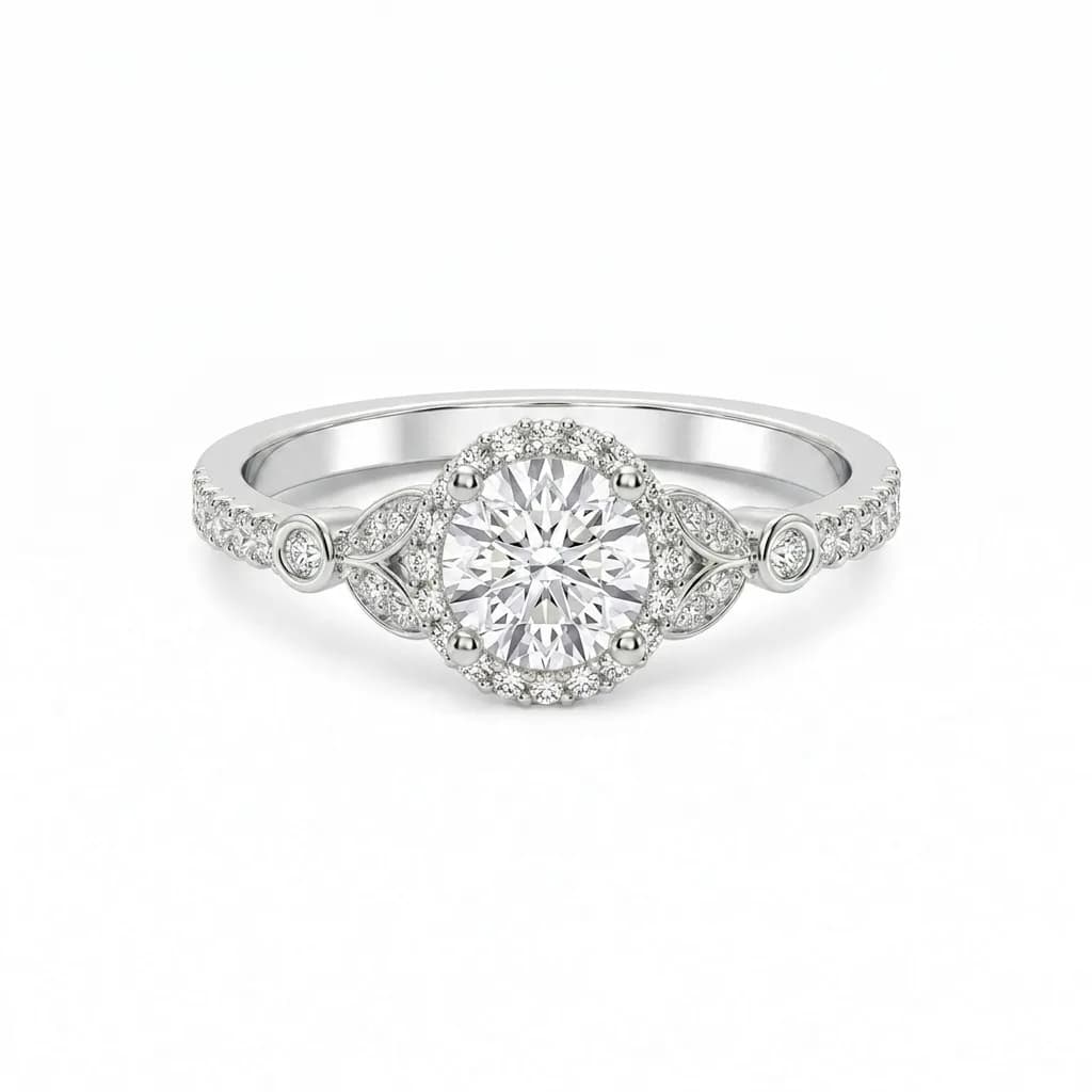 Vintage Round Halo Ring alternate view