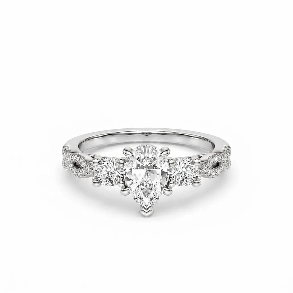 Majestic Pear Trilogy Ring alternate view