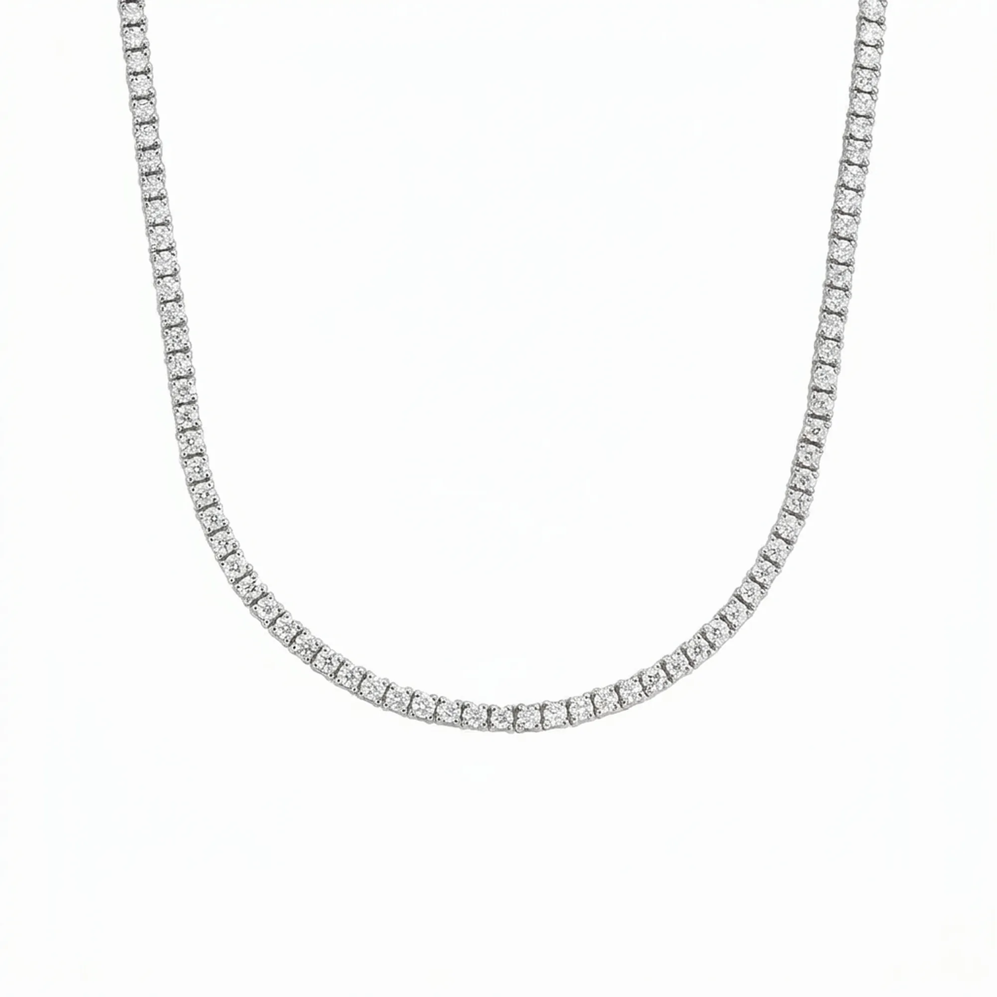 Four-Prong Round Brilliant Diamond Tennis Necklace alternate view
