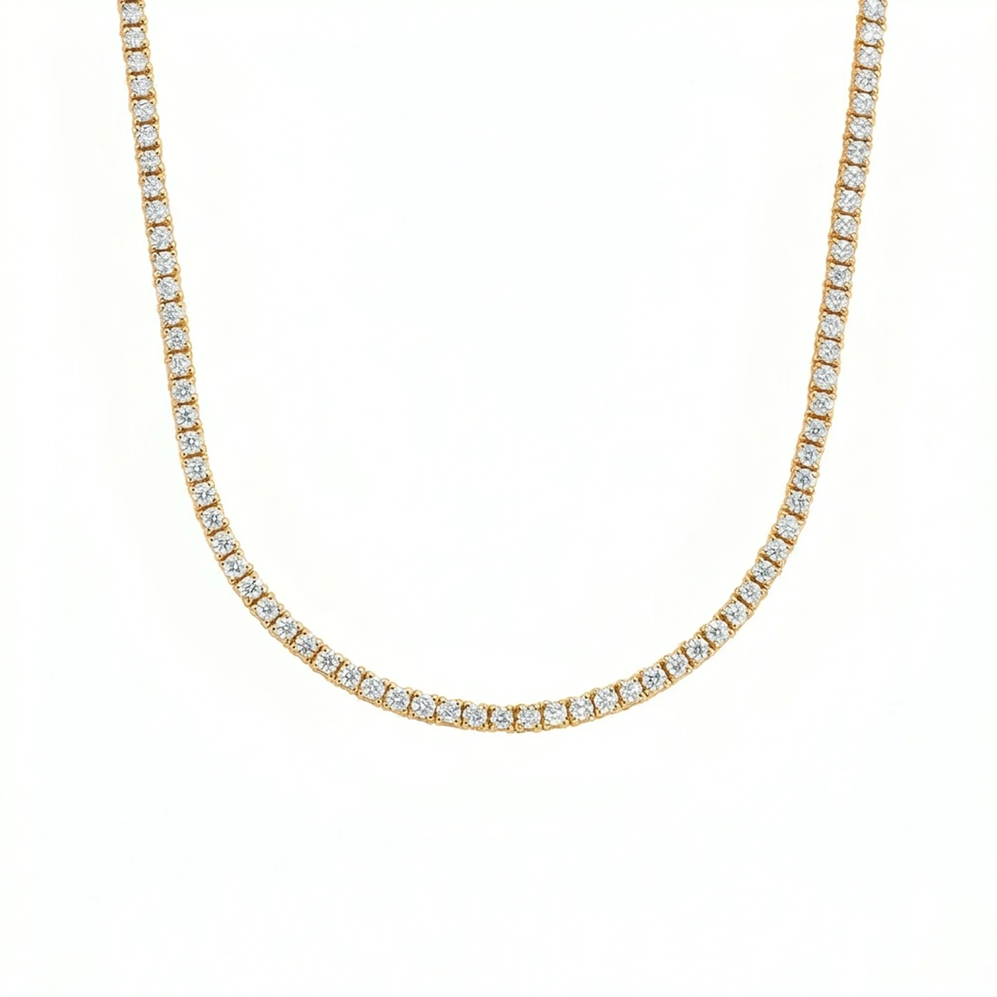 Four-Prong Round Brilliant Diamond Tennis Necklace