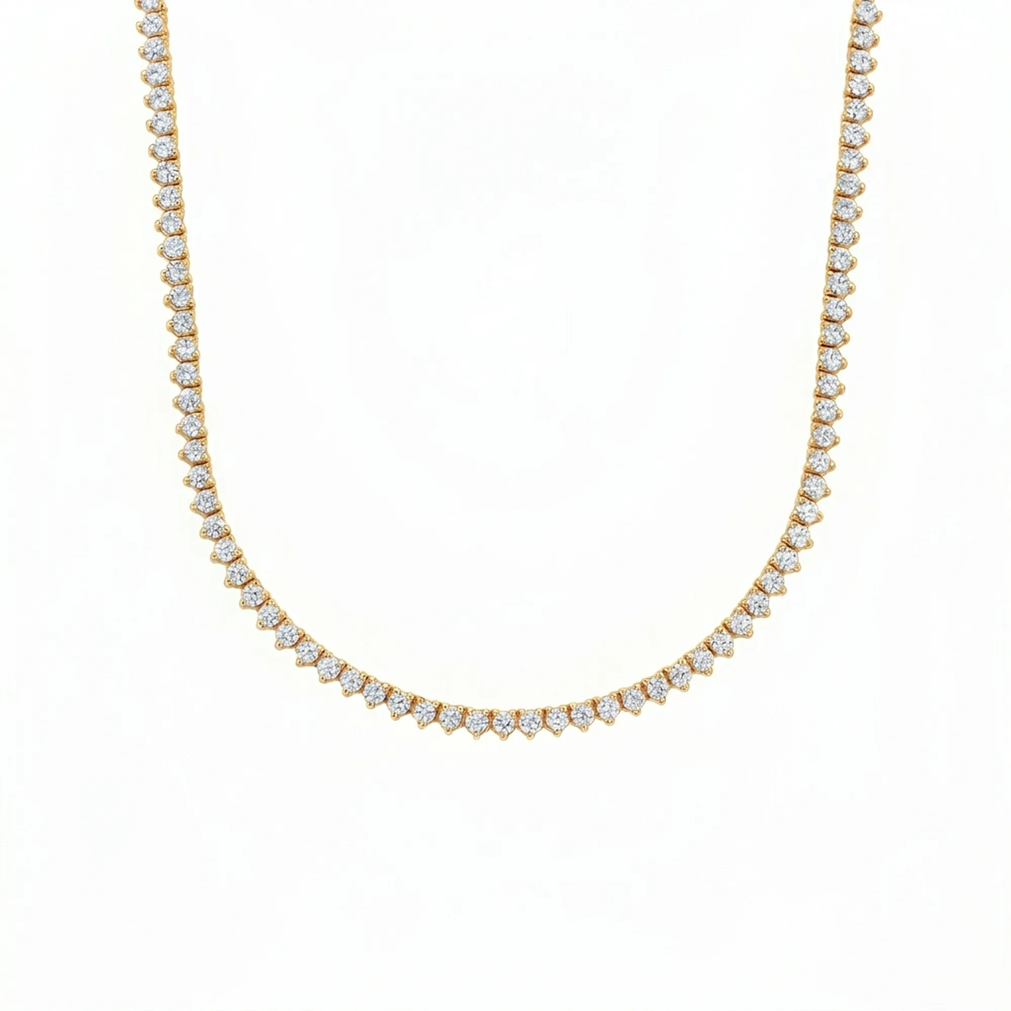 Three-Prong Classic Diamond Tennis Necklace