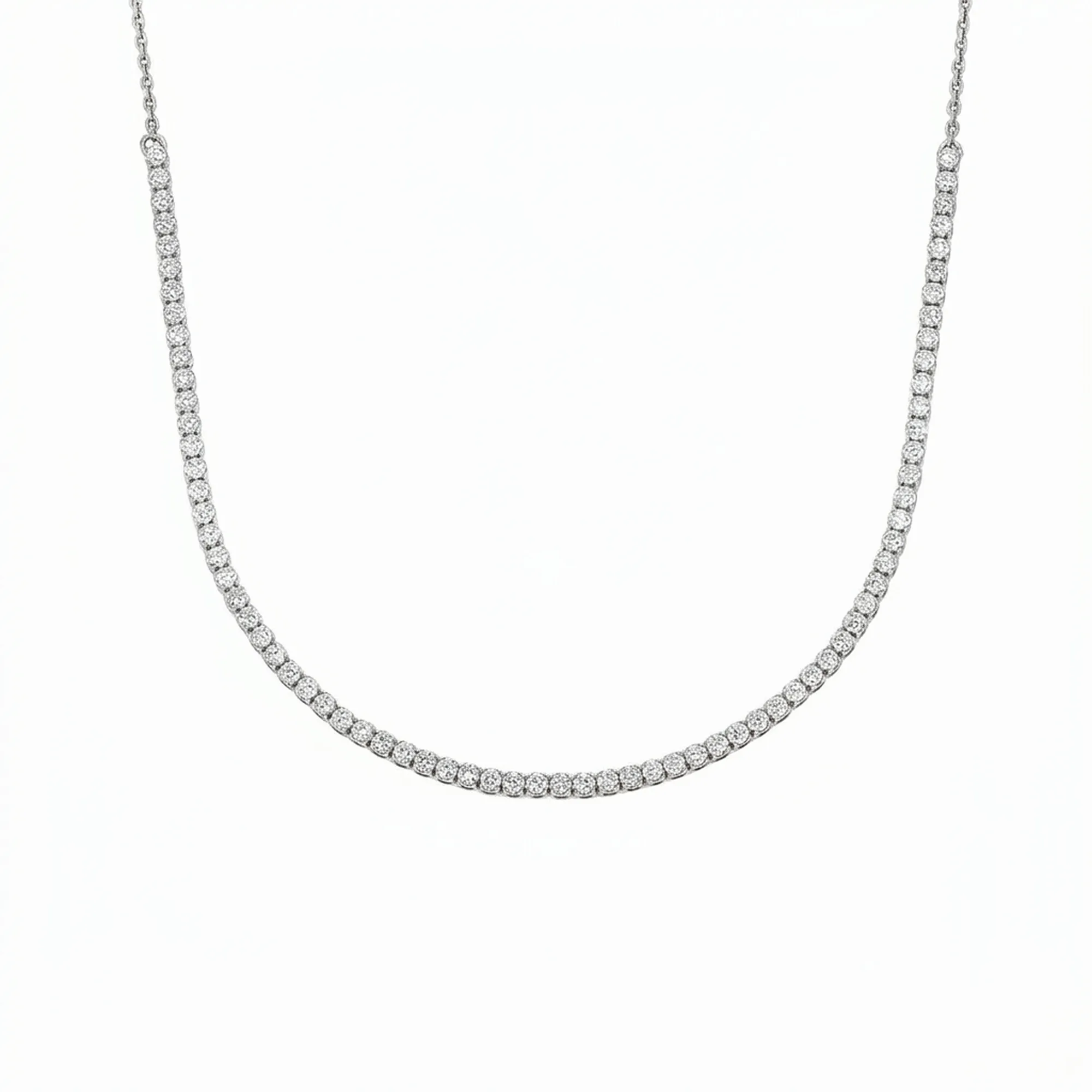 Classic Prong-Set Partial Diamond Tennis Necklace alternate view