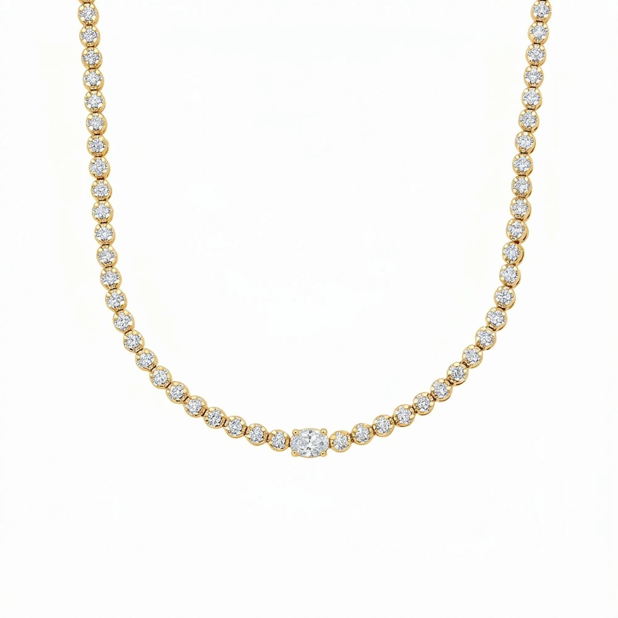 East-West Oval Centerpiece Lab Diamond Tennis Necklace
