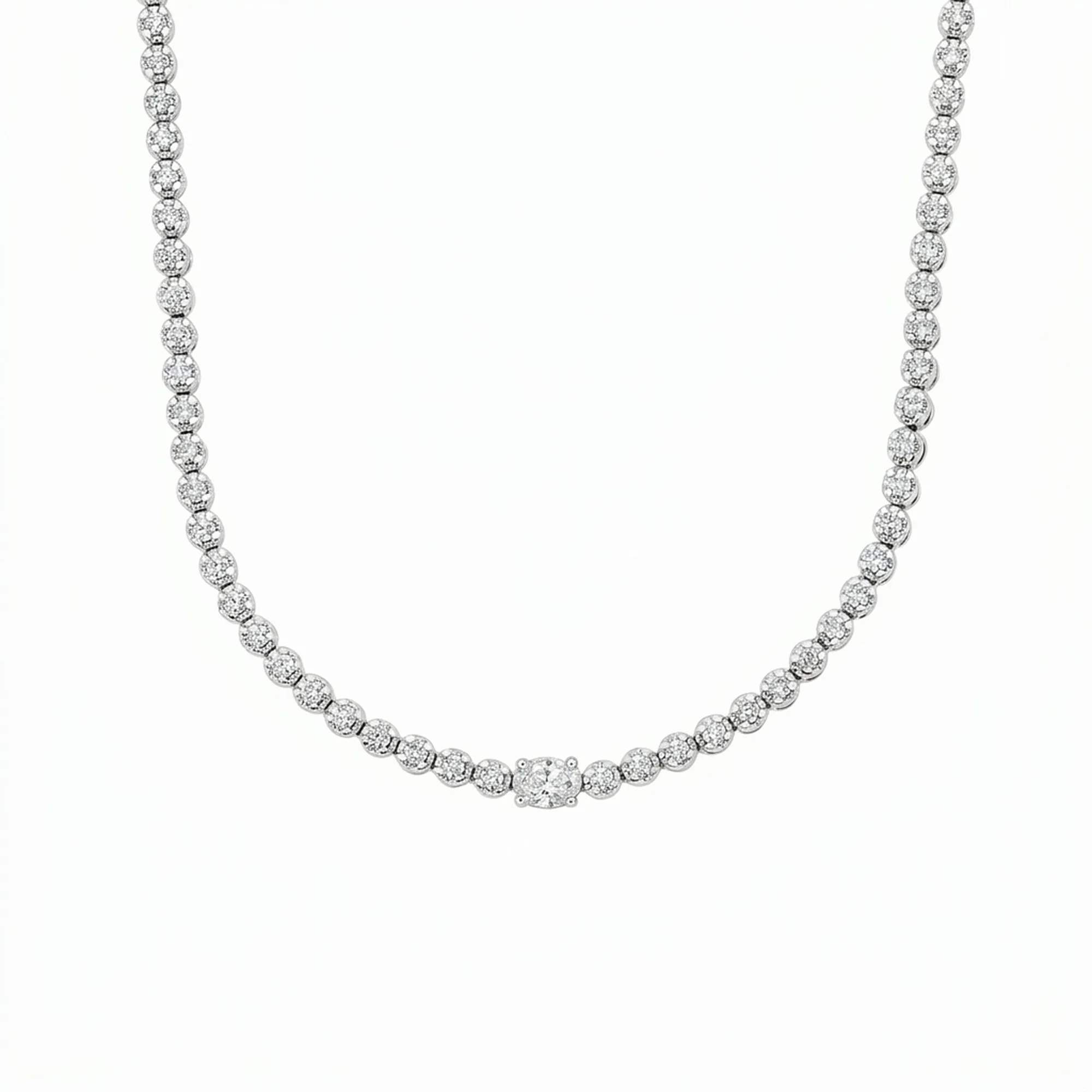 East-West Oval Centerpiece Lab Diamond Tennis Necklace alternate view