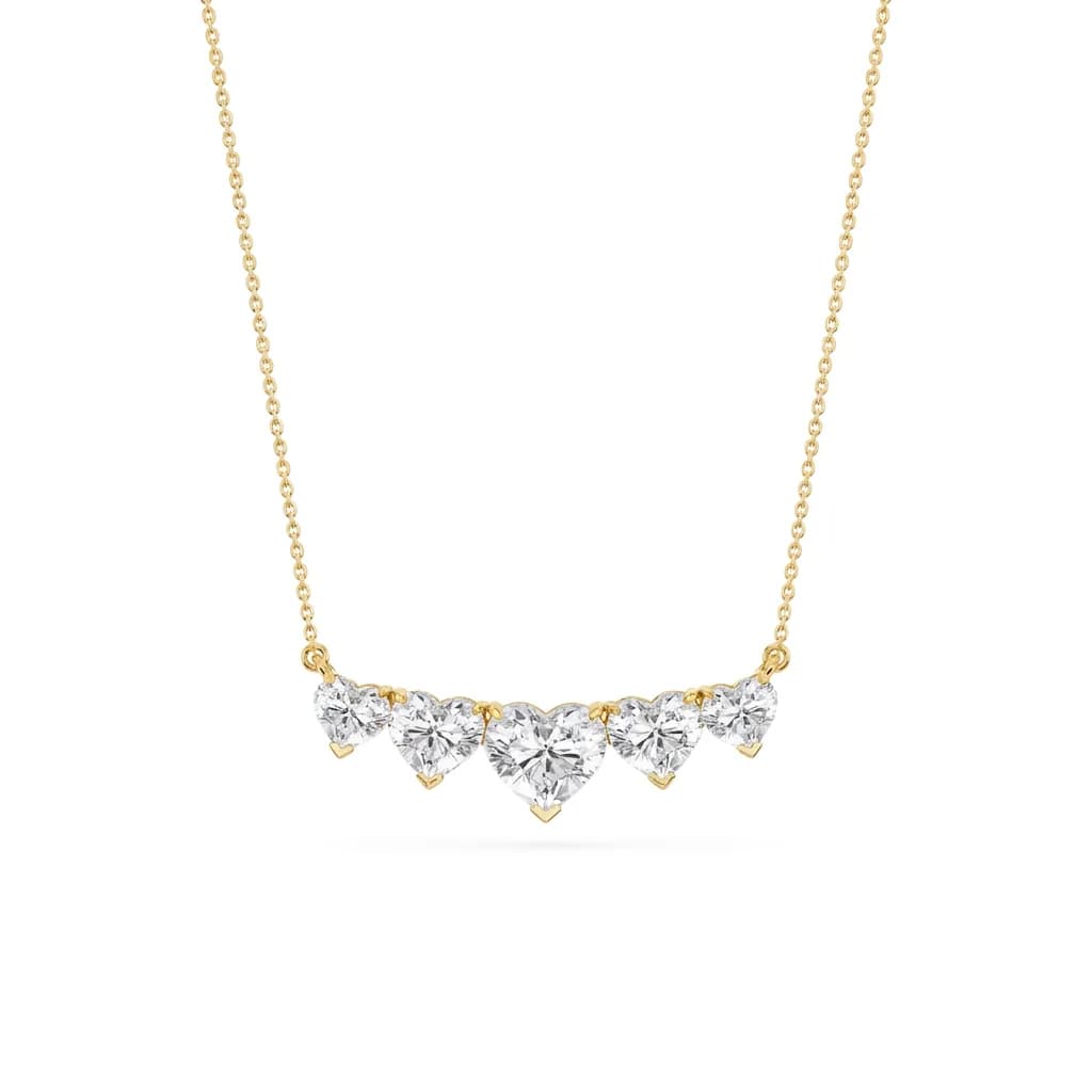 Five Stone Heart Diamond Chevron-Style Necklace