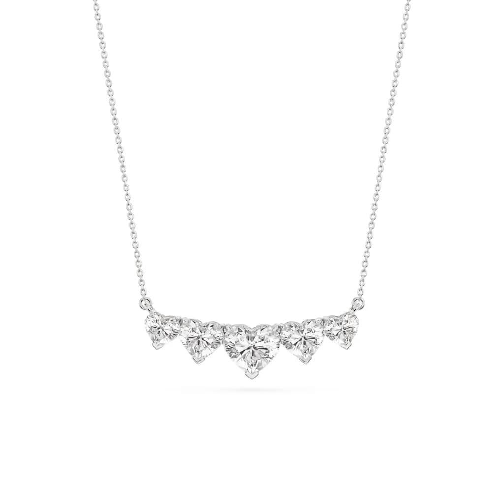 Five Stone Heart Diamond Chevron-Style Necklace alternate view