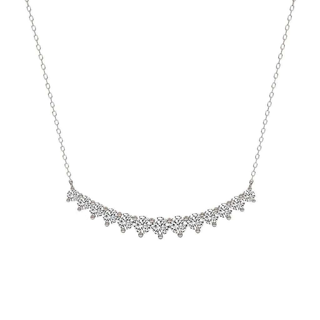Multi-Stone Round Lab Diamond Curved Fashion Necklace alternate view