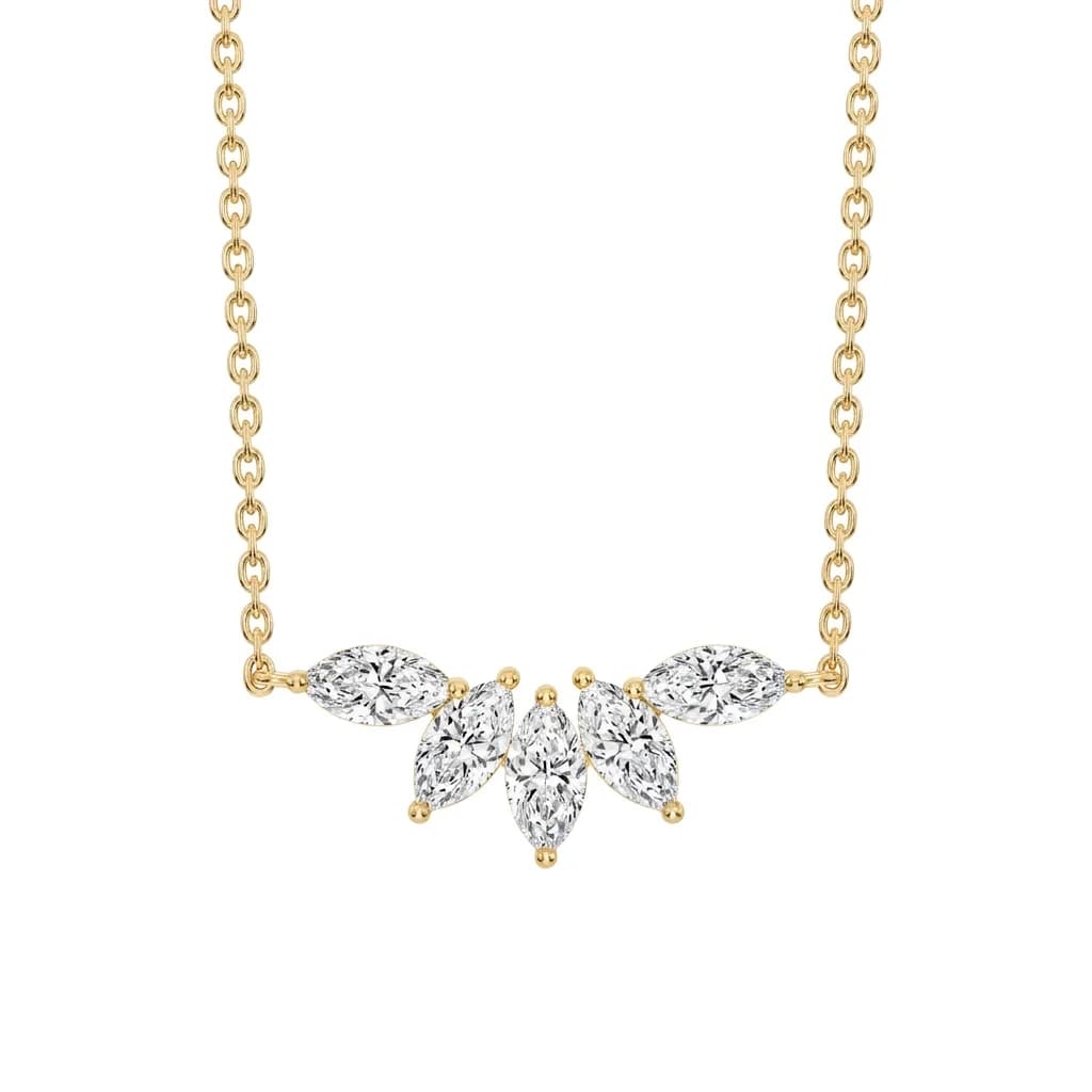 Vintage-Inspired Five-Stone Marquise Diamond Fashion Necklace