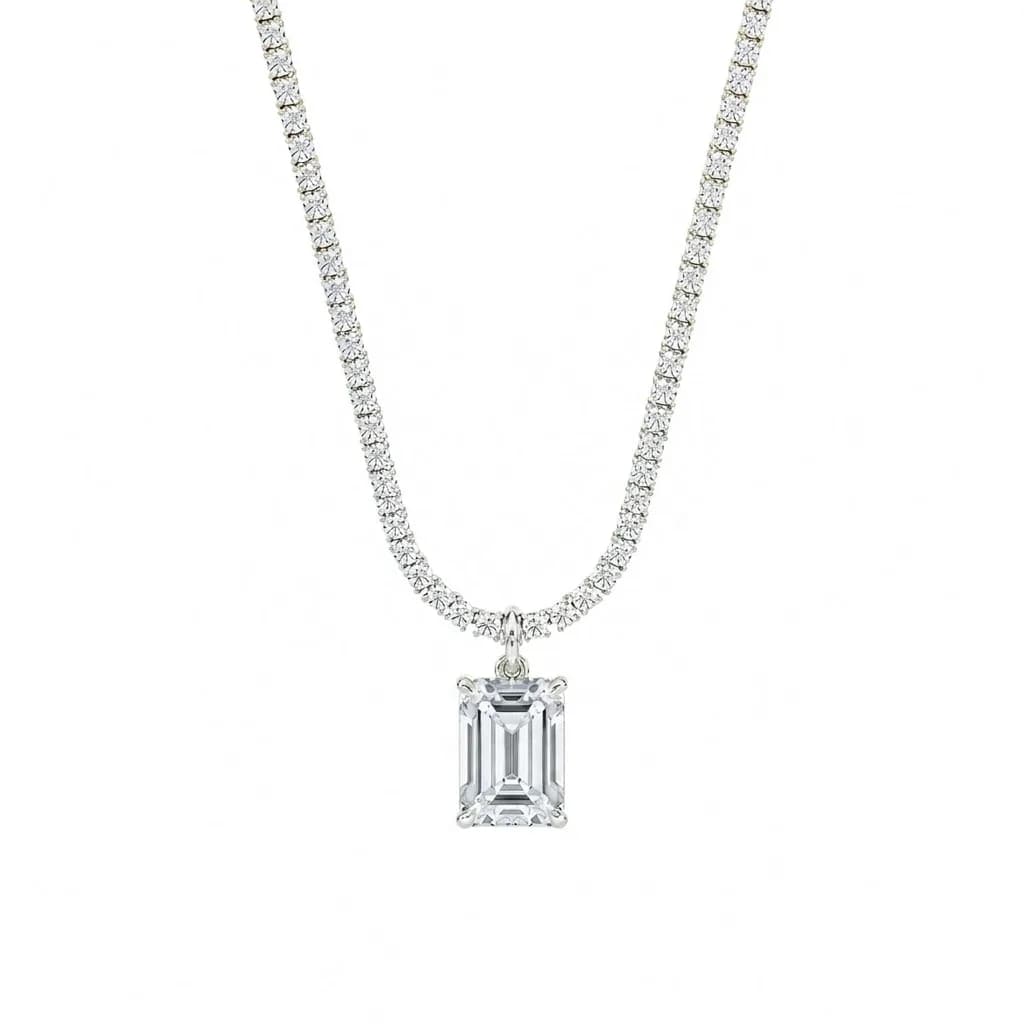 Emerald-Cut Lab Diamond Tennis Drop Necklace alternate view