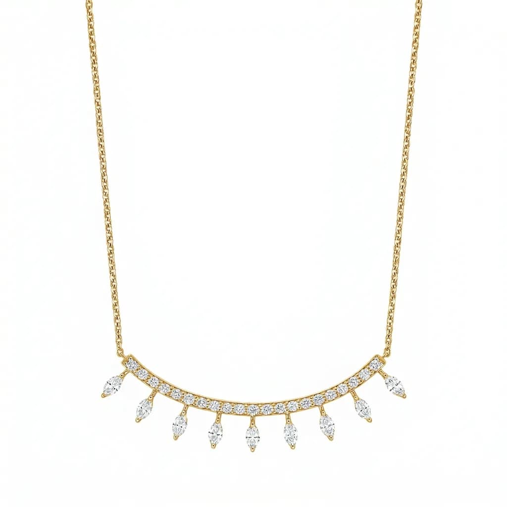 Celestial Marquise Dangle & Diamond Arc Fashion Necklace