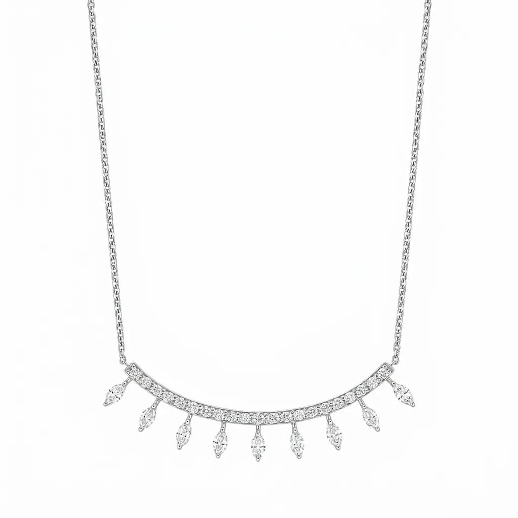 Celestial Marquise Dangle & Diamond Arc Fashion Necklace alternate view