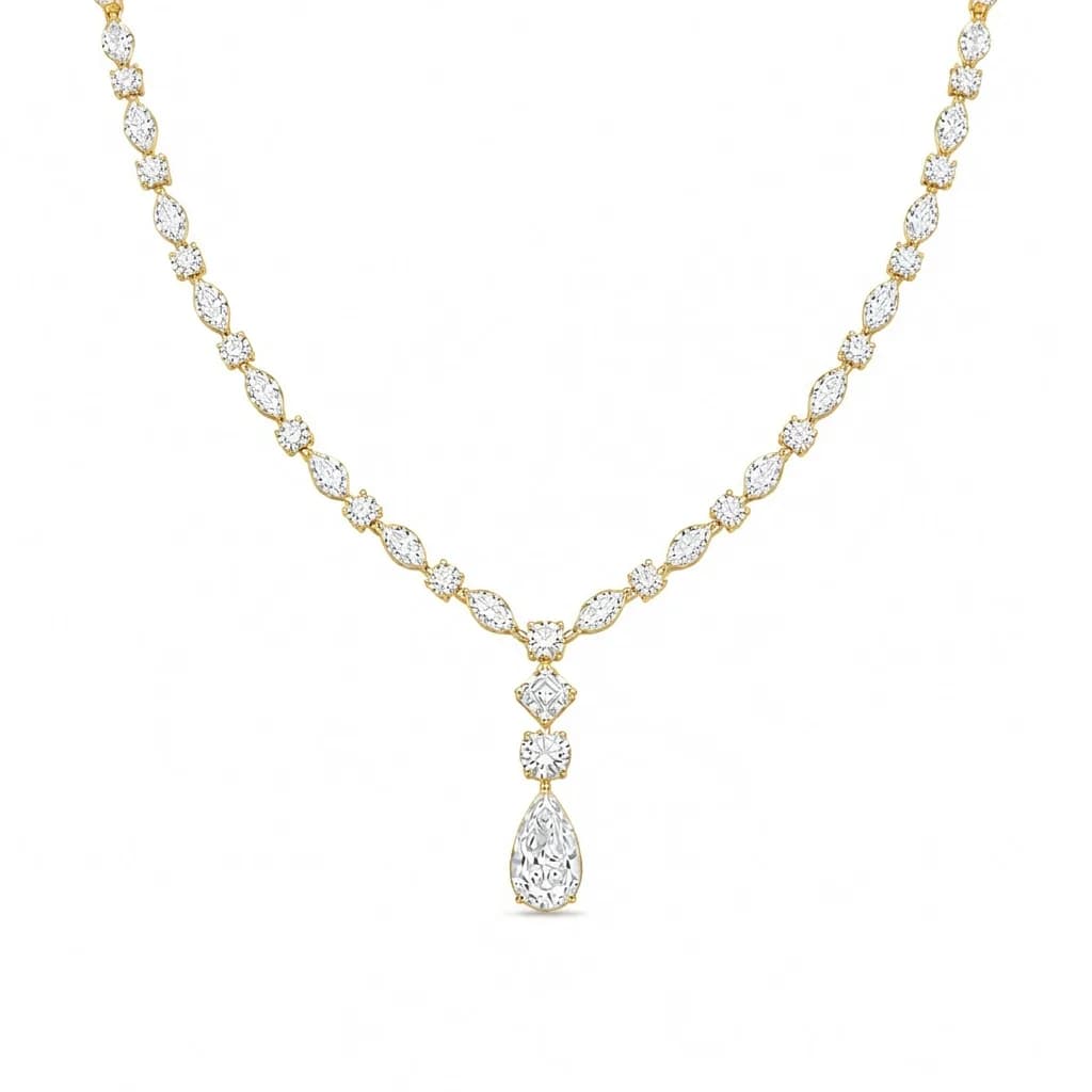 Marquise Linked Diamond Drop Necklace