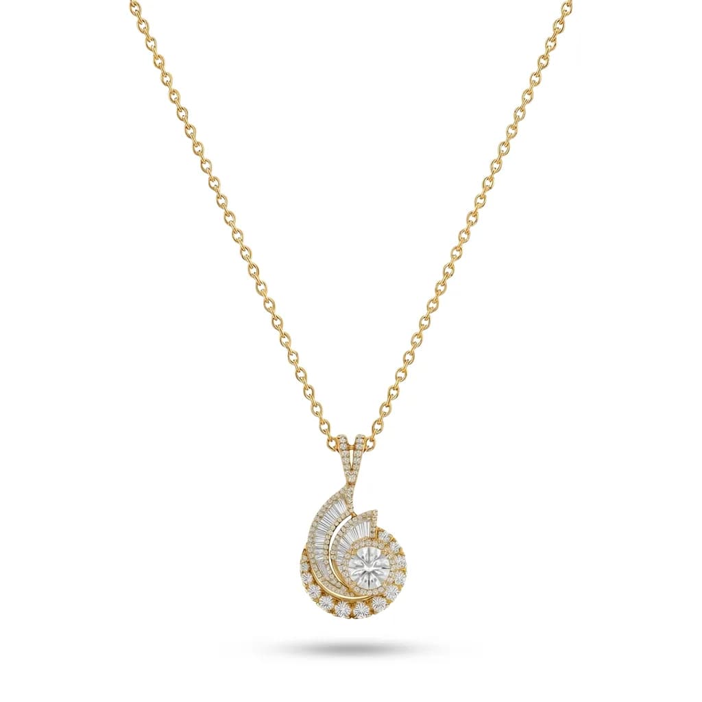 Spiral Shell Diamond Pendant