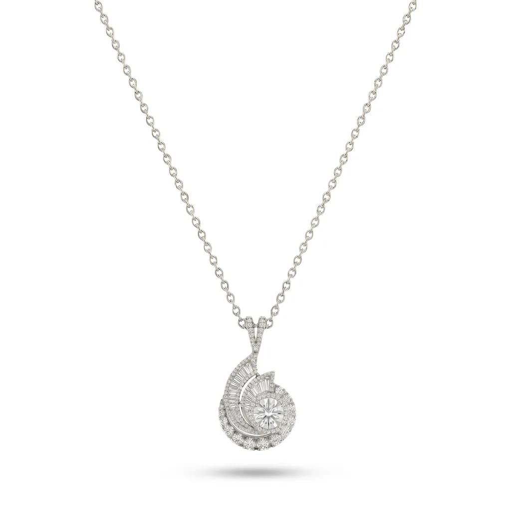Spiral Shell Diamond Pendant alternate view