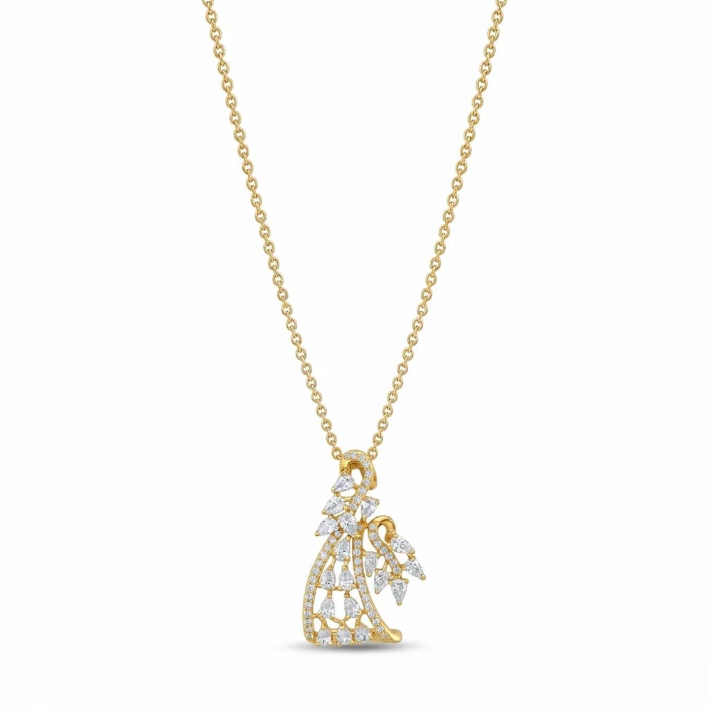 Cascading Diamond Leaf Pendant