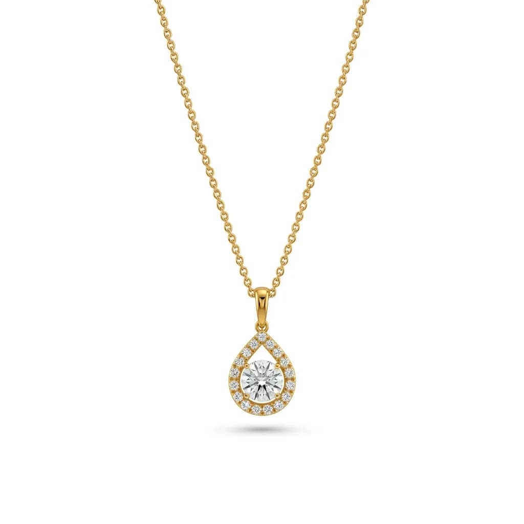 Pear Halo Diamond Pendant