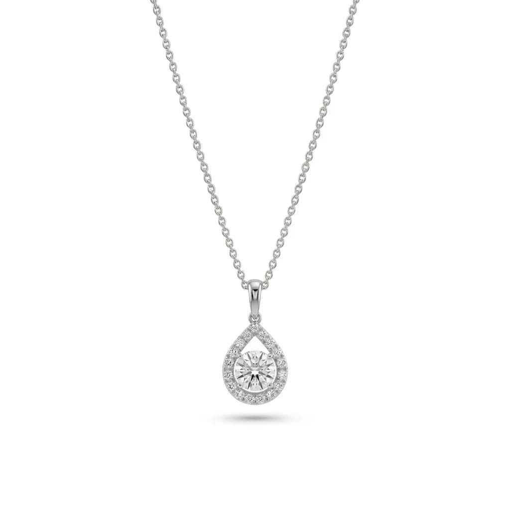 Pear Halo Diamond Pendant alternate view