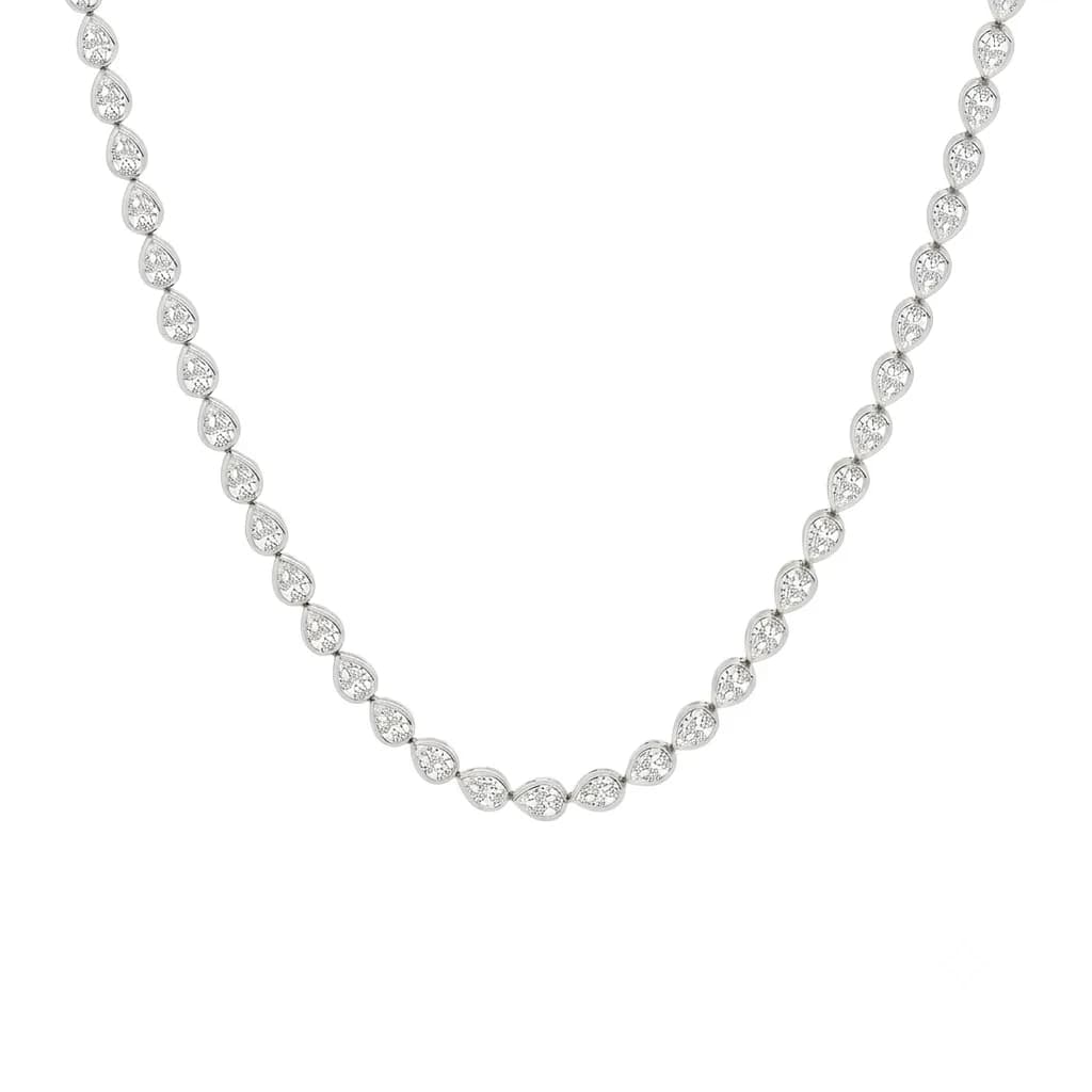 Horizontal Pear Lab Diamond Bezel-Set Tennis Necklace alternate view