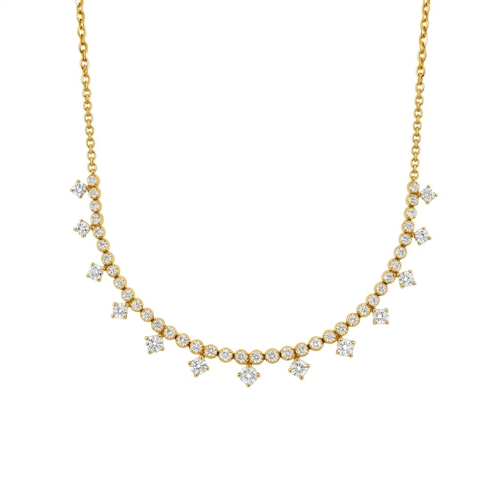 Cascading Round Diamond Charm Necklace