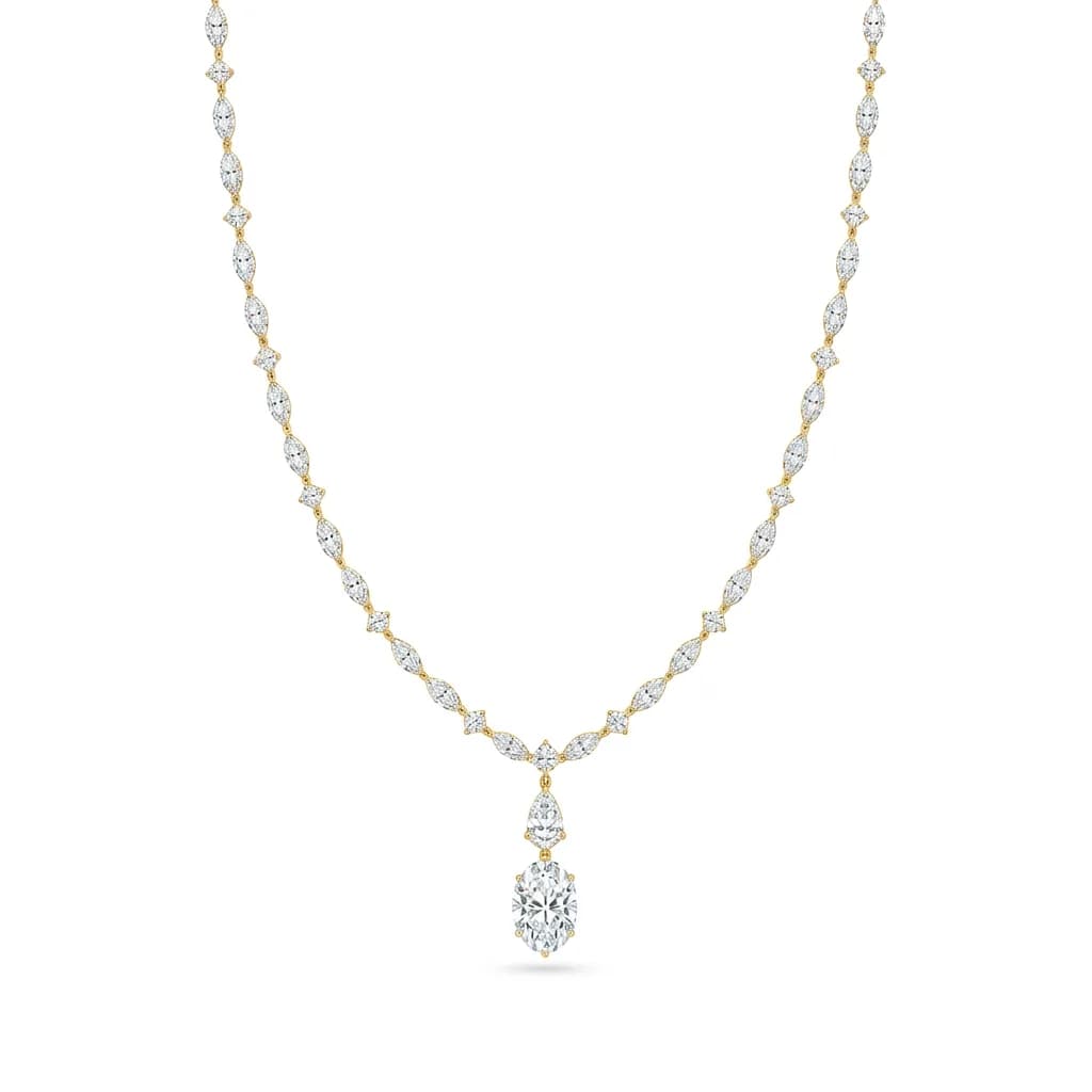 Marquise Chain Oval Drop Necklace