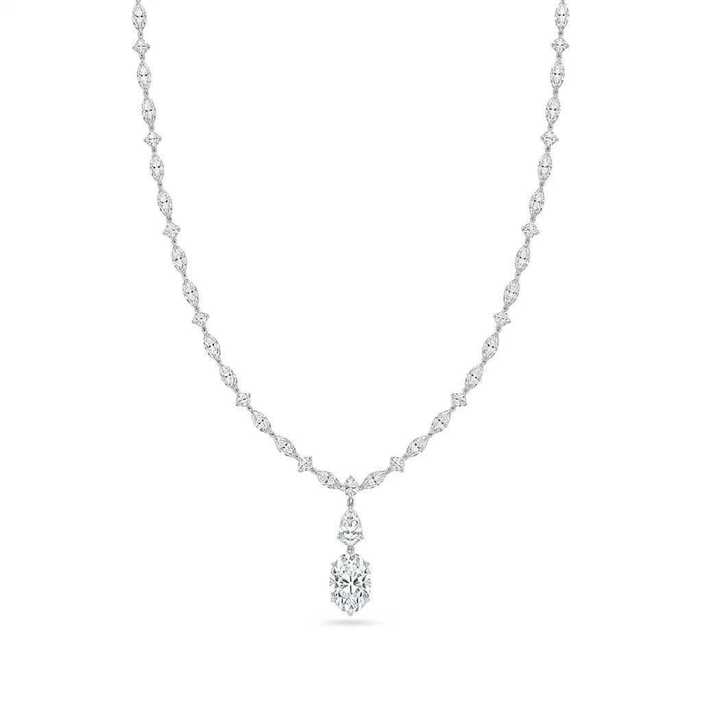 Marquise Chain Oval Drop Necklace alternate view