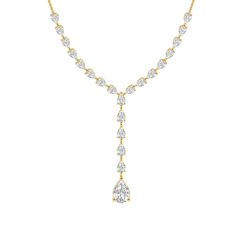 Luxury Pear Diamond Y Tennis Necklace